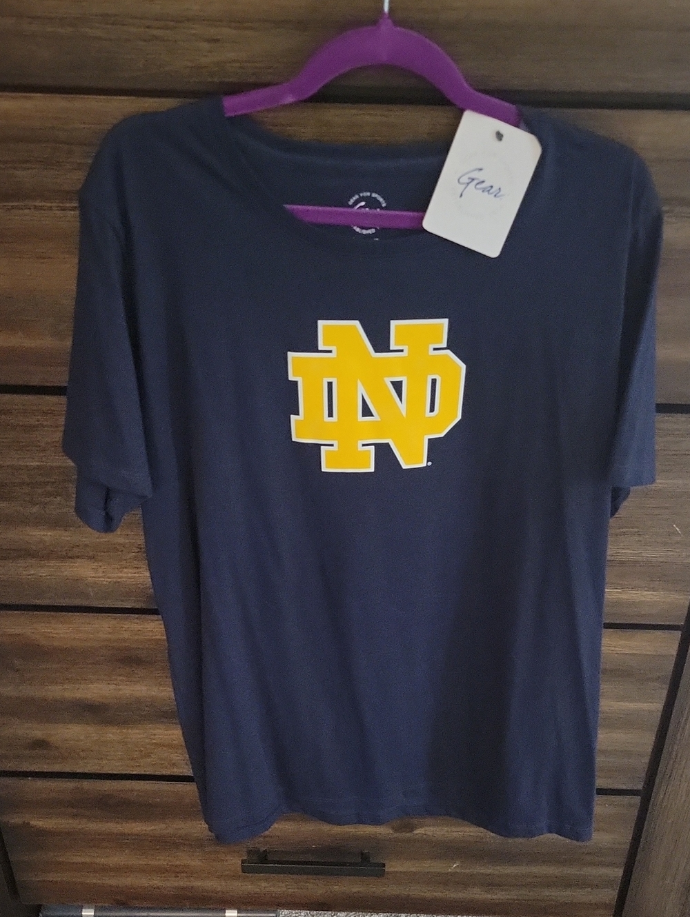 3xl Gear Notre Dame Navy Blue Short Sleeve Tee with Gold ND Logo